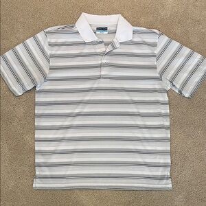 PGA Tour golf polo white gray striped, men’s size large